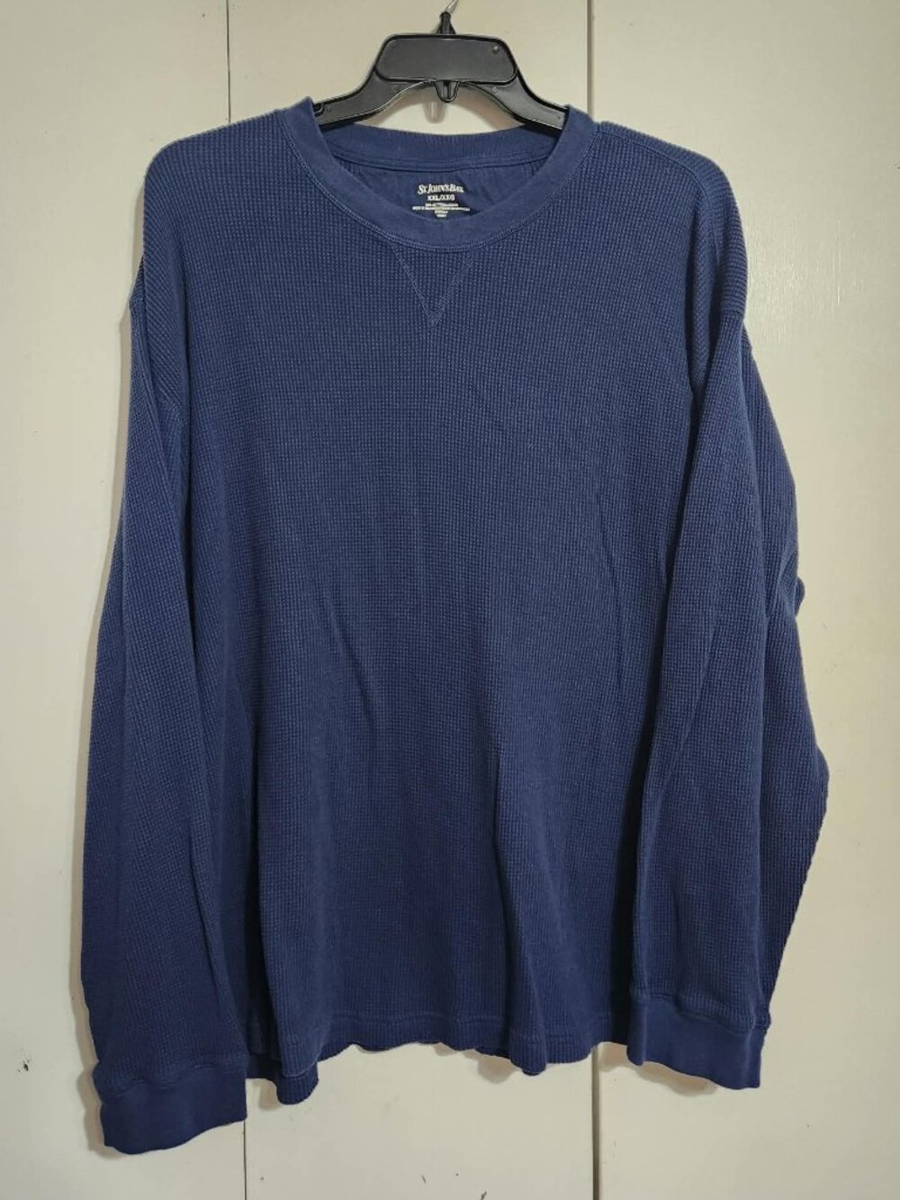 St. John’s Bay Men XXL Blue Waffle Knit Thermal Long Sleeve Shirt Pullover